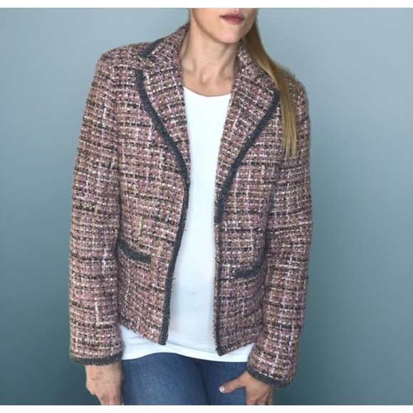 CAbi Jackets & Blazers - Cabi Falda Tweed Wool Pink Gray Blazer Jacket #835 Size 10